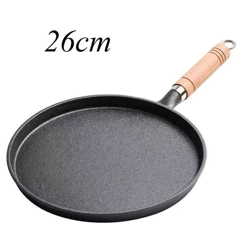 23cm Cast Iron Frying Pan Uncoated Non-stick Egg Pancake Pan Crepe Maker Steak Frying Pot Gas Induction Cooker Kitchen Cookware