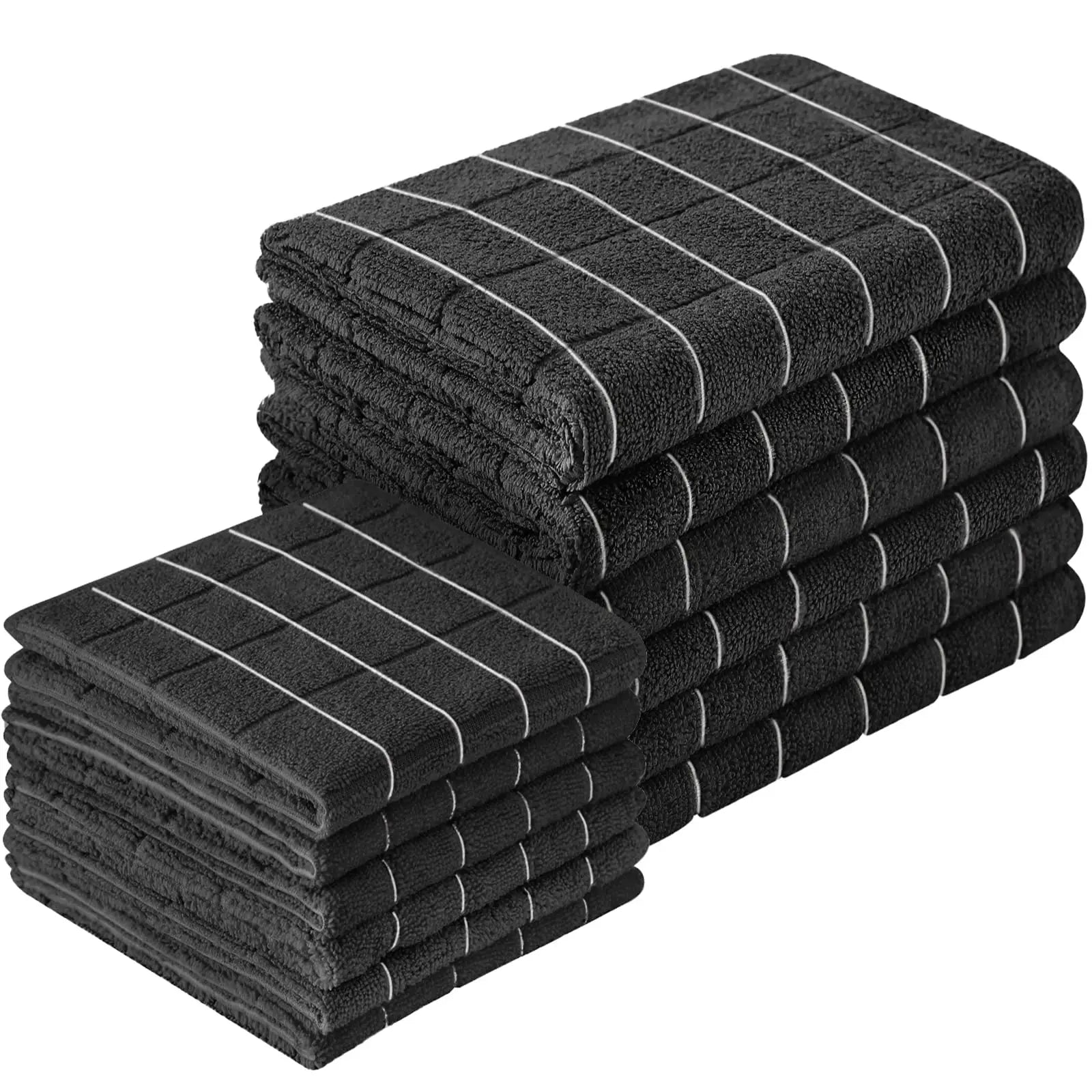 12pcs Microfiber Kitchen Towels and Dishcloths Set, 26 X 18 Inch and 12 X 12 Inch, Bulk Lint Free Dish Towels for Drying Dishes