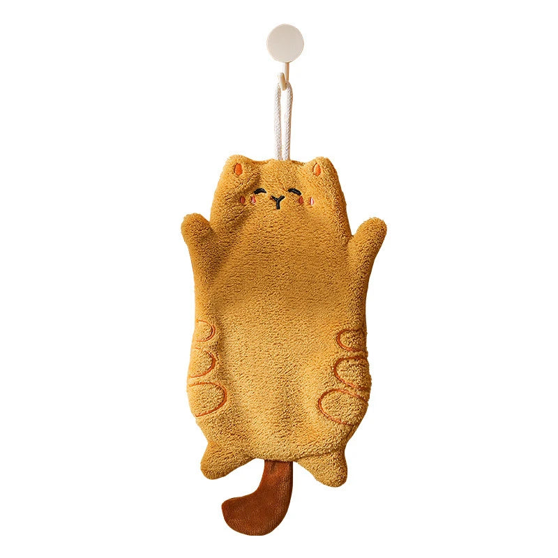 Cute Cat Hand Towels Kitchen Wipe Water Cloth Kitchen Hanging Towels Dishwashing Cloth Bathroom Quickly Dry Cleaning Hand Towel