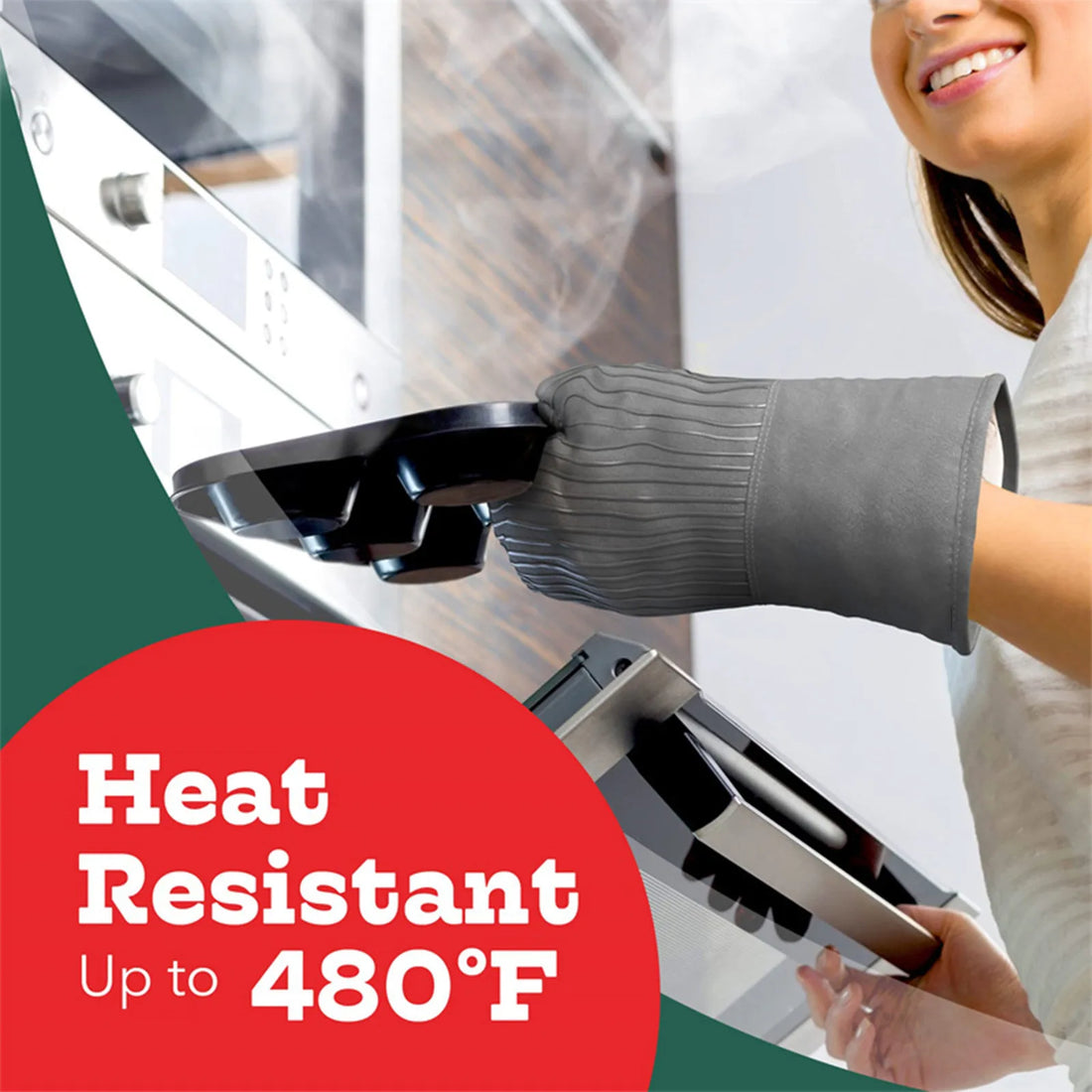 Flexible Silicone Oven Mitts Set For Cooking Kitchen Essentials Cotton Infill 480 F Heat Resistant Gloves Baking Supplies