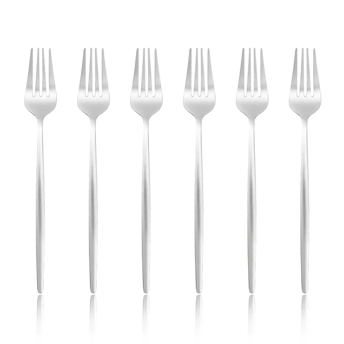 6 Pcs Silvere/Golden Flatware 8.2 Inch Stainless Steel Dinner Fork  Camping Dinnerware Set Tableware Eating Utensils