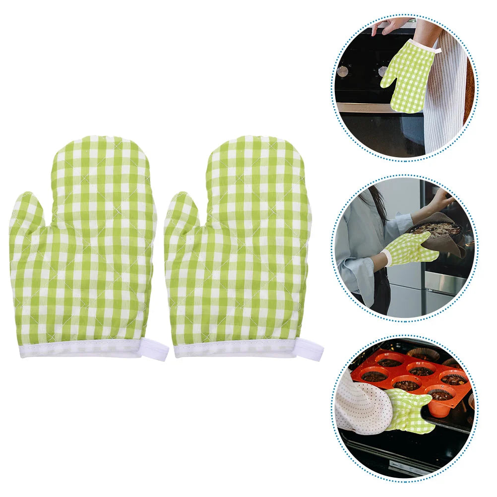 2 Pcs Oven Mitts Heat Resistant Kitchen Gloves Hand Polyester Baking Supplies Cooking Accessories Microwave Mitts