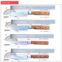 New Folding knives Wood Handle 4 PCS Kitchen Device Set 5CR15MOV Multi-tool Jackknife family Camping goods for kitchen Outdoor