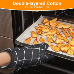 Oven Mitts Heat Resistant Cooking Gloves Thick Baking Mittens Grilling BBQ Gloves Non Slip Kitchen Microwave Oven Gloves