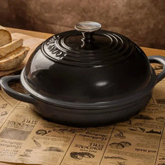 11 Inch Red Enameled Cast Iron Bread Pan with Lid Dutch Oven for Sourdough Baking - Oven Safe Kitchen Baking Dish