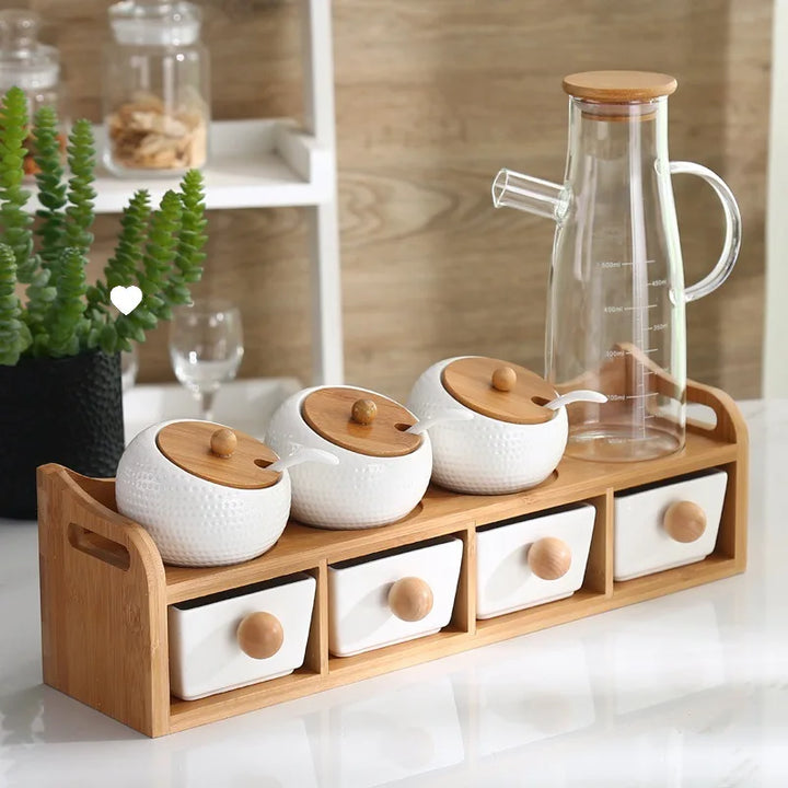 Seasoning Box Chili Jar With Lid Seasoning Bottle Jar Set Seasoning Box Ceramic Salt Jar Household Kitchen Supplies Storage Tank