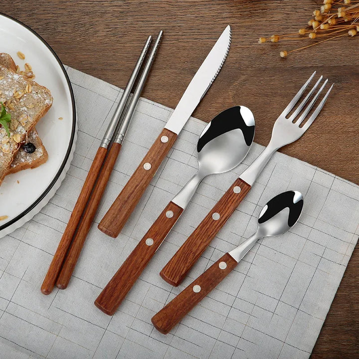 Stainless Steel Luxury Western Dinner Set - Silver Cutlery Set, Gold Fork, Spoon, Knife for Kitchen Tableware