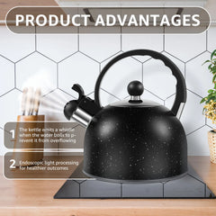 Whistling Kettle Stainless Steel Stove Top Kettle Rapid Boiling Stove Top Teapots with Whistle Spout for Gas Induction Cooker