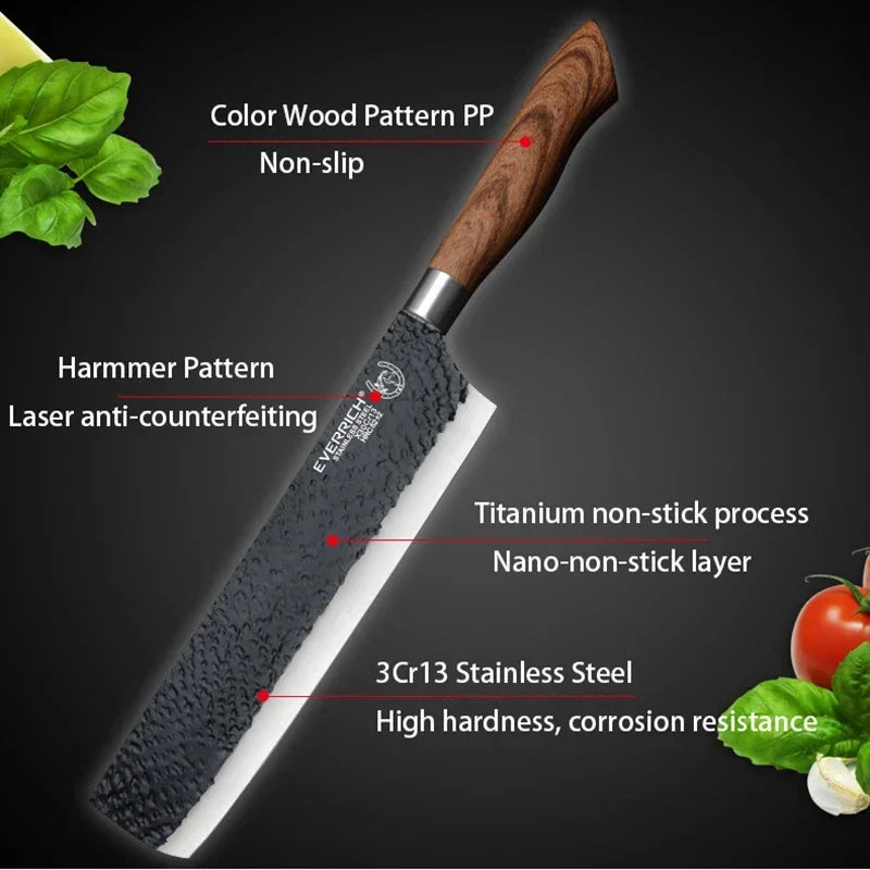 6 PCS Stainless Steel Kitchen Knife Sets Chef Slicing Nakiri Paring Scissors Peeler Sets Cooking Lover Tools Household Knife Set