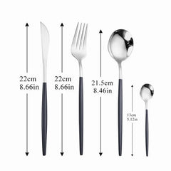 Stainless Steel Cutlery Set, 4pcs Fork, Spoon, Knife, Chopsticks, Dinnerware, Tea Spoon, Flatware Set, Silverware, Black Gold