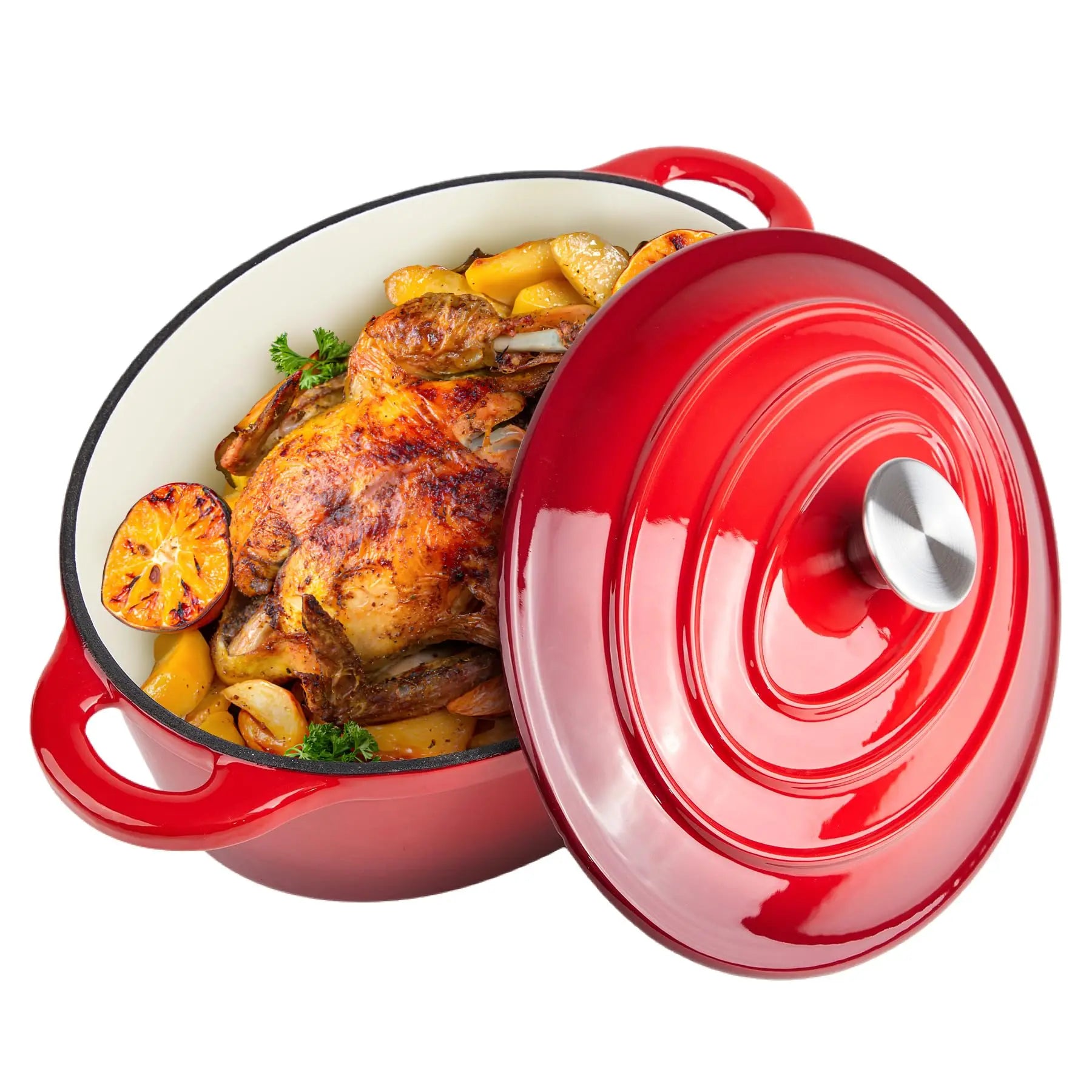 33cm Enameled Cast Iron Oval Dutch Oven for Braising Broiling Bread Baking 4L Saucepan Kitchen Utensil Cast Iron Casserole Dish