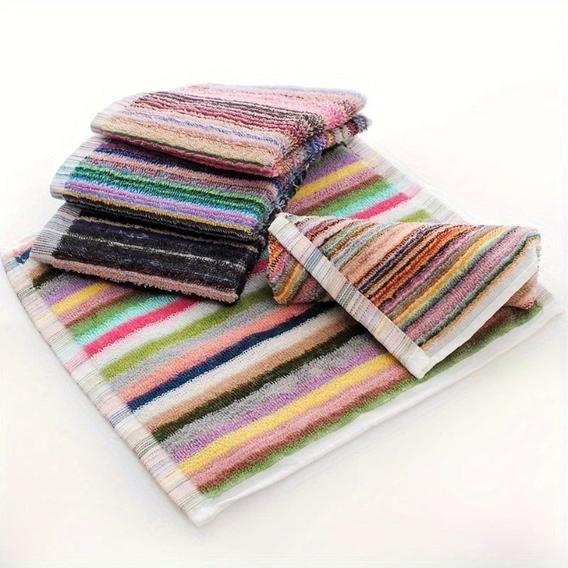 10pcs Multicolor Striped Cotton Dish Cloths-Heavy-Duty Absorbent Multi-Color Cleaning Towels Suitable, Dishwashing,household