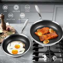 20 24 28cm Nonstick Frying Pan Stainless Steel Cooking Skillet PFOA Free Hybrid Frying Pan Kitchen Fry Pan Dishwasher Safe JT562