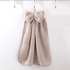 kitchen towel Bowknot Coral Velvet Hand Towel Soft Wipe Dishcloths Hanging Absorbent Cloth Kitchen Tools Bathroom Accessories