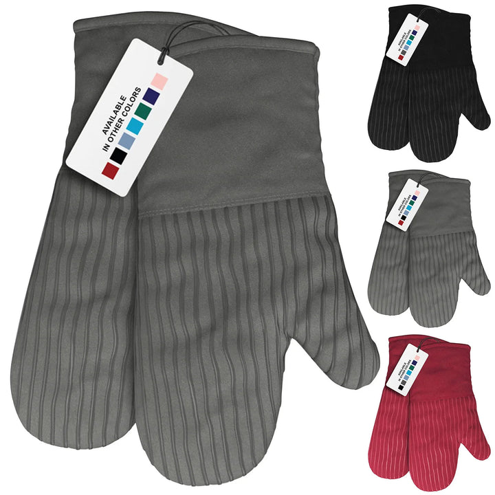 Flexible Silicone Oven Mitts Set For Cooking Kitchen Essentials Cotton Infill 480 F Heat Resistant Gloves Baking Supplies
