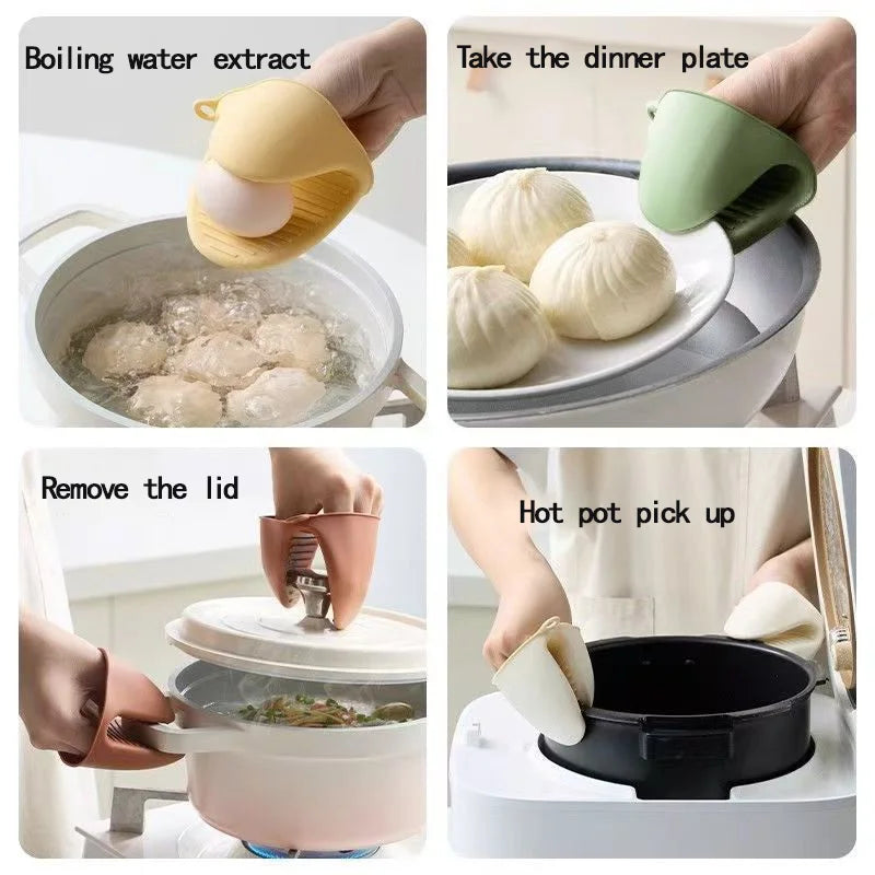 2PCS Silicone Oven Mitts Heat Resistant, Silicone Potholders for Kitchen, Mini Rubber Oven Glove Kitchen Mittens, Cute Cooking M