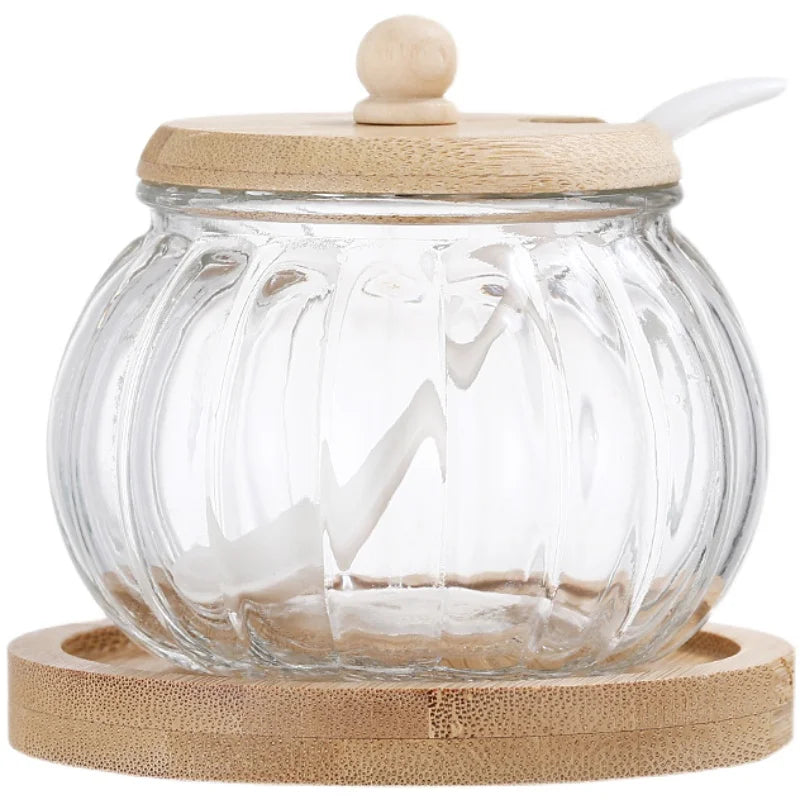 Glass Seasoning Jar Combination Set Single Salt Shaker Sugar Bowl Nordic Japanese Seasoning Box with Lid Kitchen Household Items