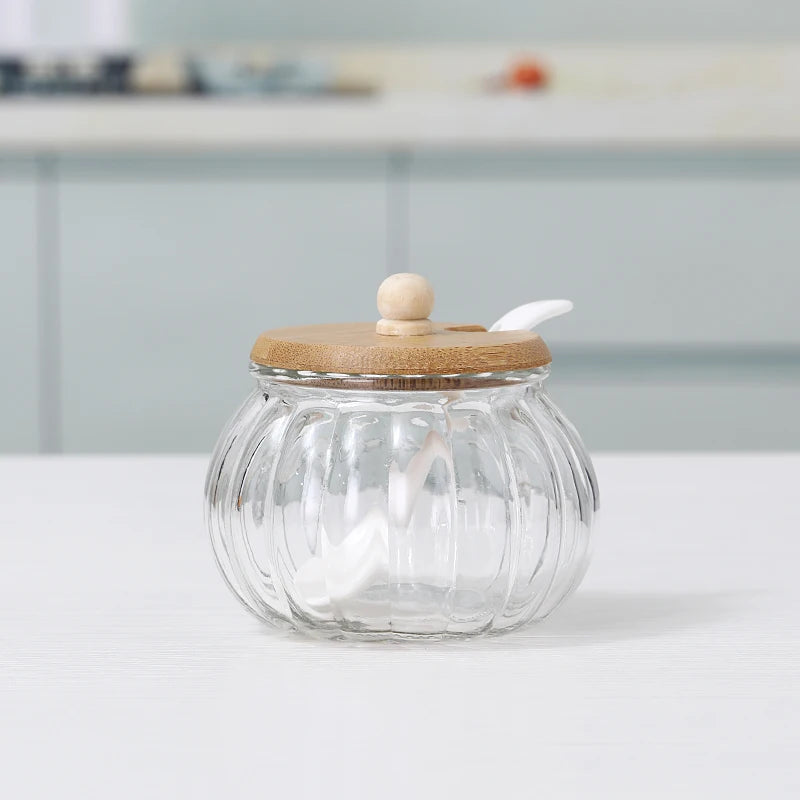 Glass Seasoning Jar Combination Set Single Salt Shaker Sugar Bowl Nordic Japanese Seasoning Box with Lid Kitchen Household Items