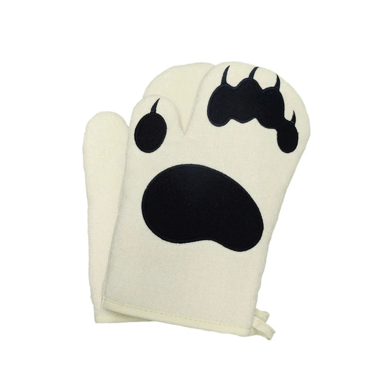 Hot Selling Microwave Oven Mitts Heat Resistant Cotton Gloves Bear Paw Heat Insulated Baking Gloves