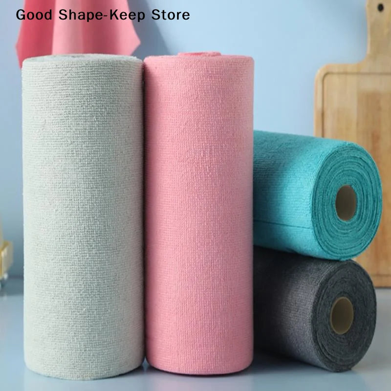 1 Roll/20pcs Quick-Dry Kitchen Towels Microfiber Cleaning Cloths Reusable Lint-Free Towels For Kitchen Super Absorbent