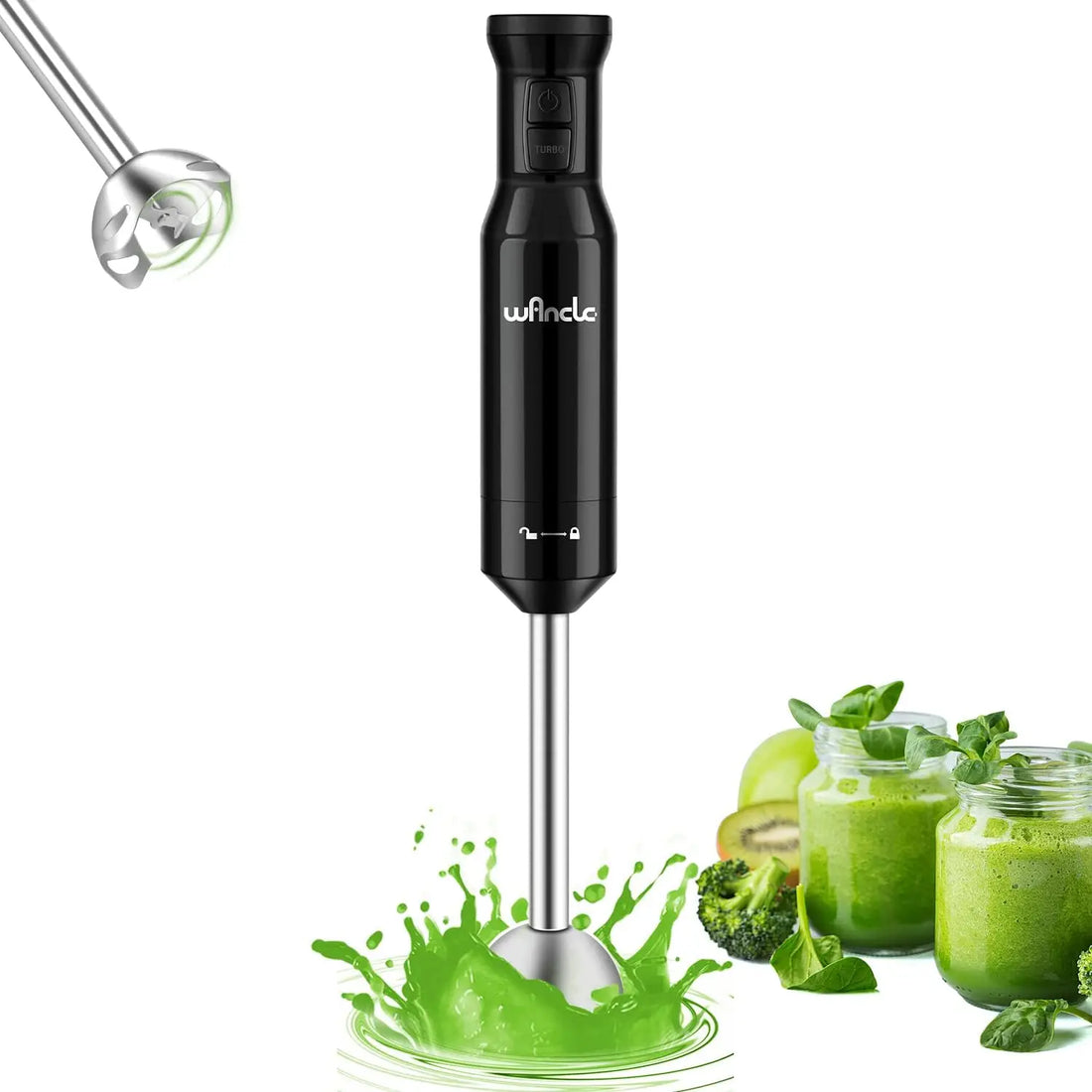 Hand Blender, Immersion Blender with 2 Mixing Speed, Electric Handheld Mixer Portable Stick Mixer with Stainless Steel Blades