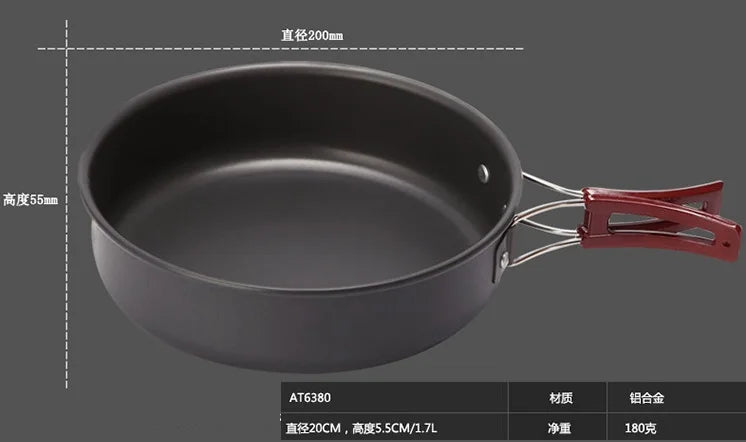 Camping Fry Pan Alloy Ultralight Cooking Pan 18cm 20cm Folding Handle