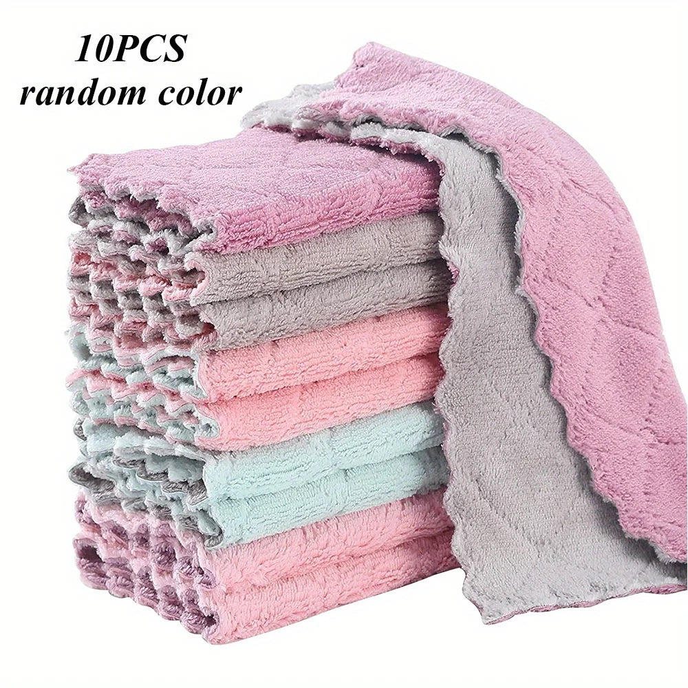 10pcs Kitchen Towels And Dishcloths Rag, 9.4in*5.5in Small Dish Washing Towels, Color Assorted Varieties