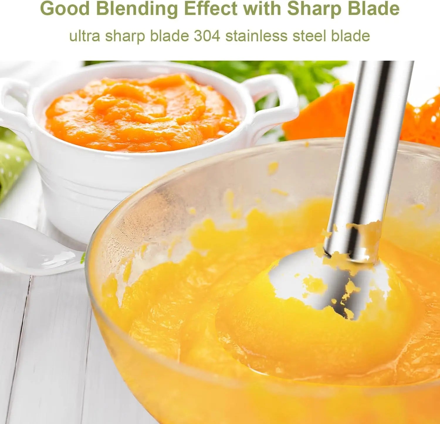 Hand Blender, Immersion Blender with 2 Mixing Speed, Electric Handheld Mixer Portable Stick Mixer with Stainless Steel Blades