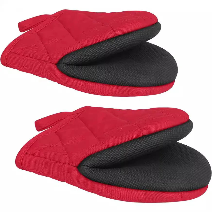 Kitchen Oven Mitts High Heat Resistant Short Oven Gloves Anti-scald Non-Slip Grip Surfaces Hanging BQ Baking Cooking Anti Scald