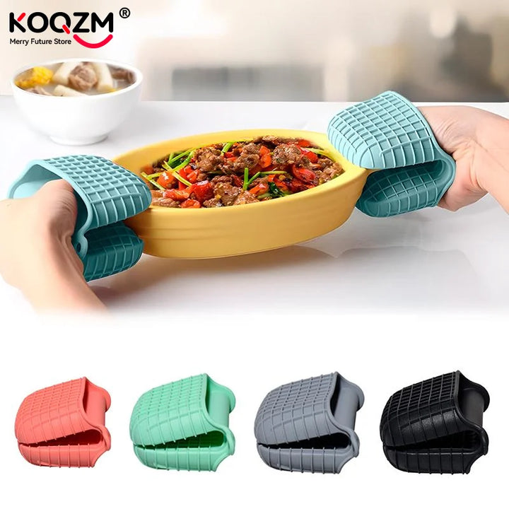 Oven Mitts Silicone Heat Resistant Pinch Mitts Anti Scalding Non Slip Gloves Clips Pot Holder Kitchen Cooking Baking Gloves