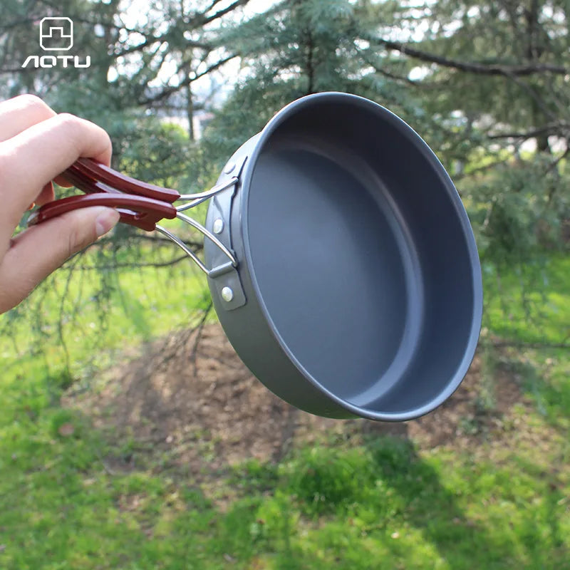 Camping Fry Pan Alloy Ultralight Cooking Pan 18cm 20cm Folding Handle