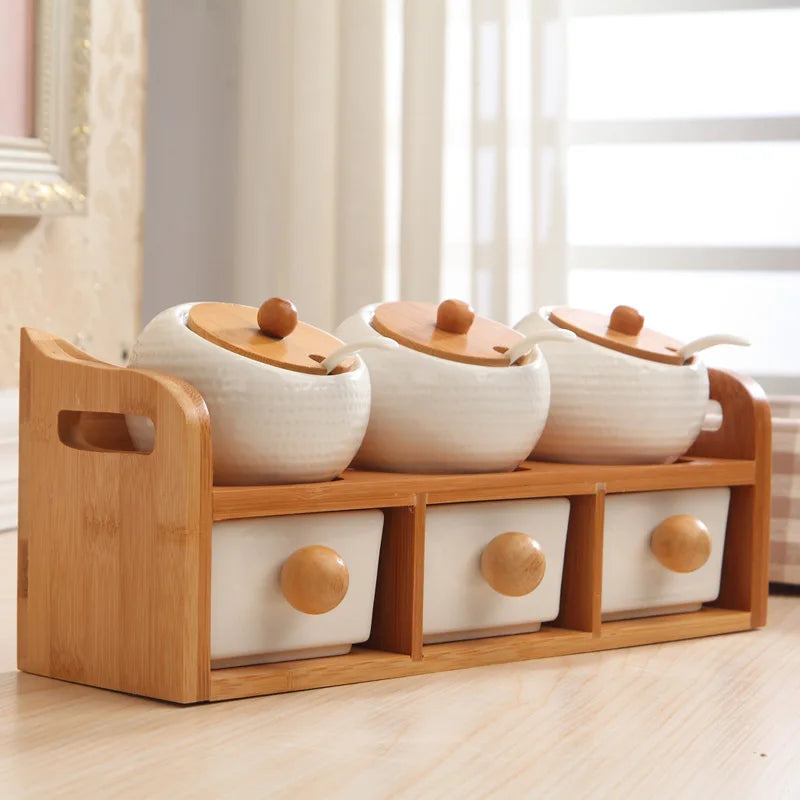 Seasoning Box Chili Jar With Lid Seasoning Bottle Jar Set Seasoning Box Ceramic Salt Jar Household Kitchen Supplies Storage Tank