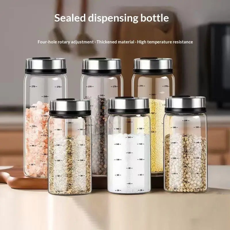 200/300/500ml High Borosilicate Glass Seasoning Can Salt Sesame Solid Condiment Seal Bottle Pepper Spice Shaker With Rotary Lid