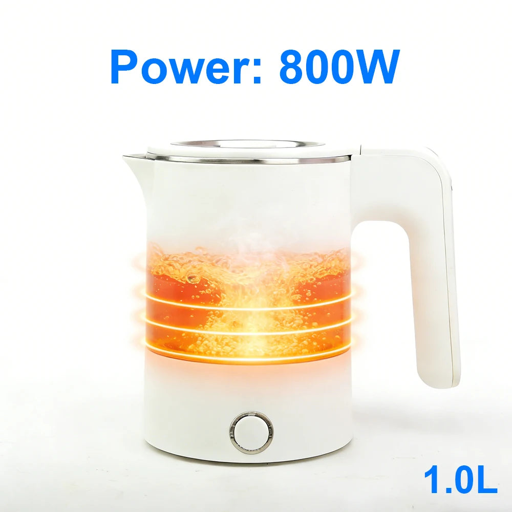 1.0L  Travel Electric Kettle Portable  Stainless Steel Automatic Power Water Boiler  For Trip Camping Abroad Smart Kettle Pot