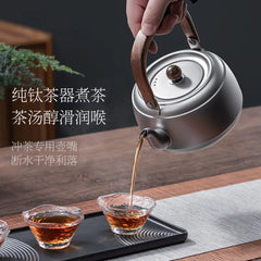 0.8/1/1.5L Pure Titanium Kettle With Anti-scalding Handle,Antibacterial And Anti-mold Cookware,Home/Outdoor Lightweight Teapot