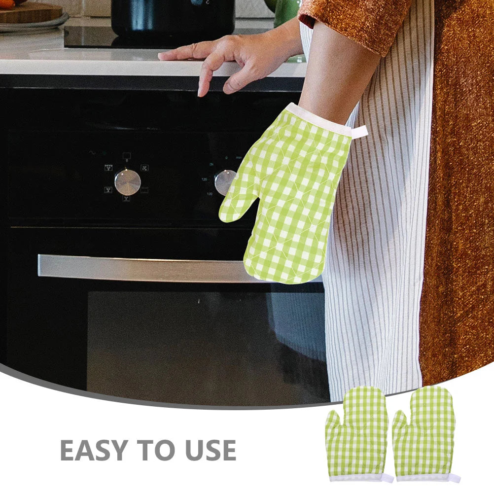 2 Pcs Oven Mitts Heat Resistant Kitchen Gloves Hand Polyester Baking Supplies Cooking Accessories Microwave Mitts