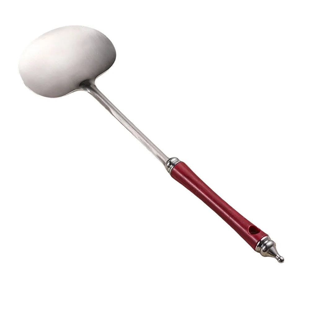 Stainless Steel Wok Spatula Long Wooden Handle Kitchen Utensils Chef-specific Mushroom Shovel Kitchen Accessories Essentials