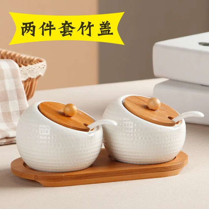 Seasoning Box Chili Jar With Lid Seasoning Bottle Jar Set Seasoning Box Ceramic Salt Jar Household Kitchen Supplies Storage Tank