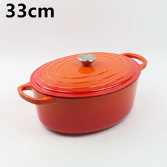 33cm Enameled Cast Iron Oval Dutch Oven for Braising Broiling Bread Baking 4L Saucepan Kitchen Utensil Cast Iron Casserole Dish
