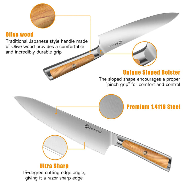 Block Knives Set 6PCS for Kitchen High Carbon Stainless Steel Chef's Cutting Knife Vegetable Fruit Meat Slicing Paring Knife