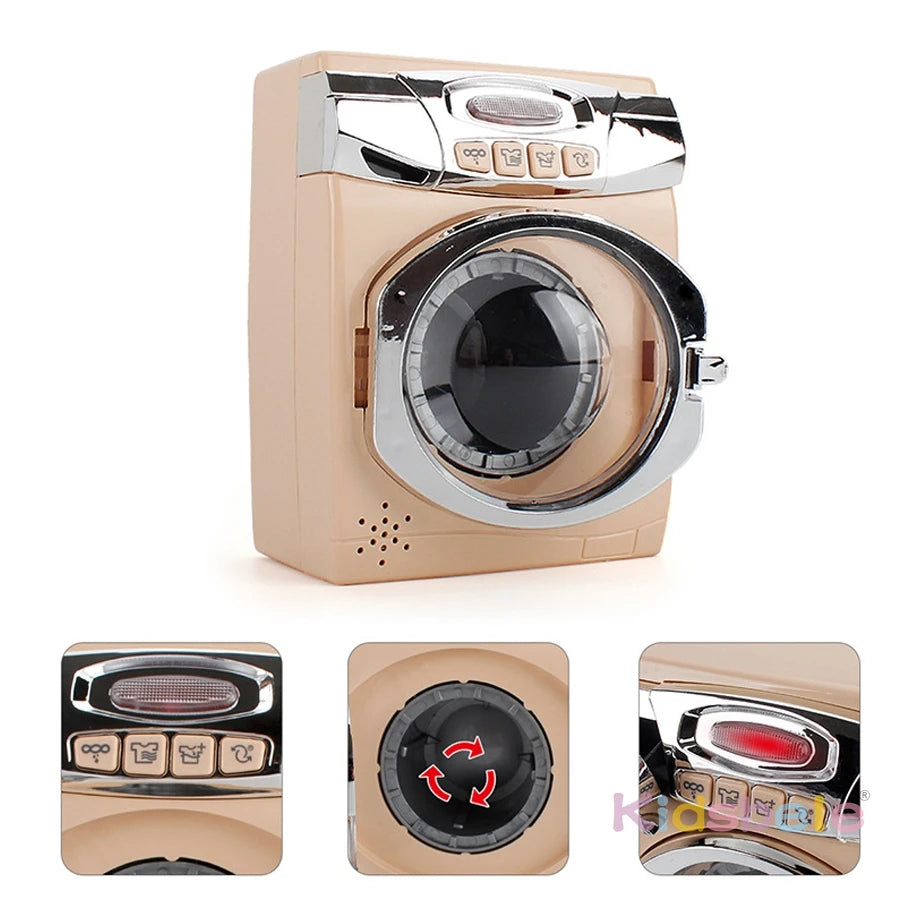 Kids Pretend Play Kitchen Appliances Set with Microwave Oven, Coffee Maker, Blender, Toaster & Washing Machine Educational Toy