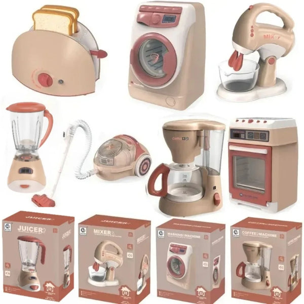 Kitchen Appliances Toy Kids Kitchen Accessories Pretend Play Set with Blender Coffee Maker Mixer with Sounds & Light
