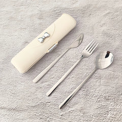 Stainless Steel Portable Tableware Set With Knife, Fork And Spoon Storage Case. Safe and Durable, Ideal For Travel and Picnics