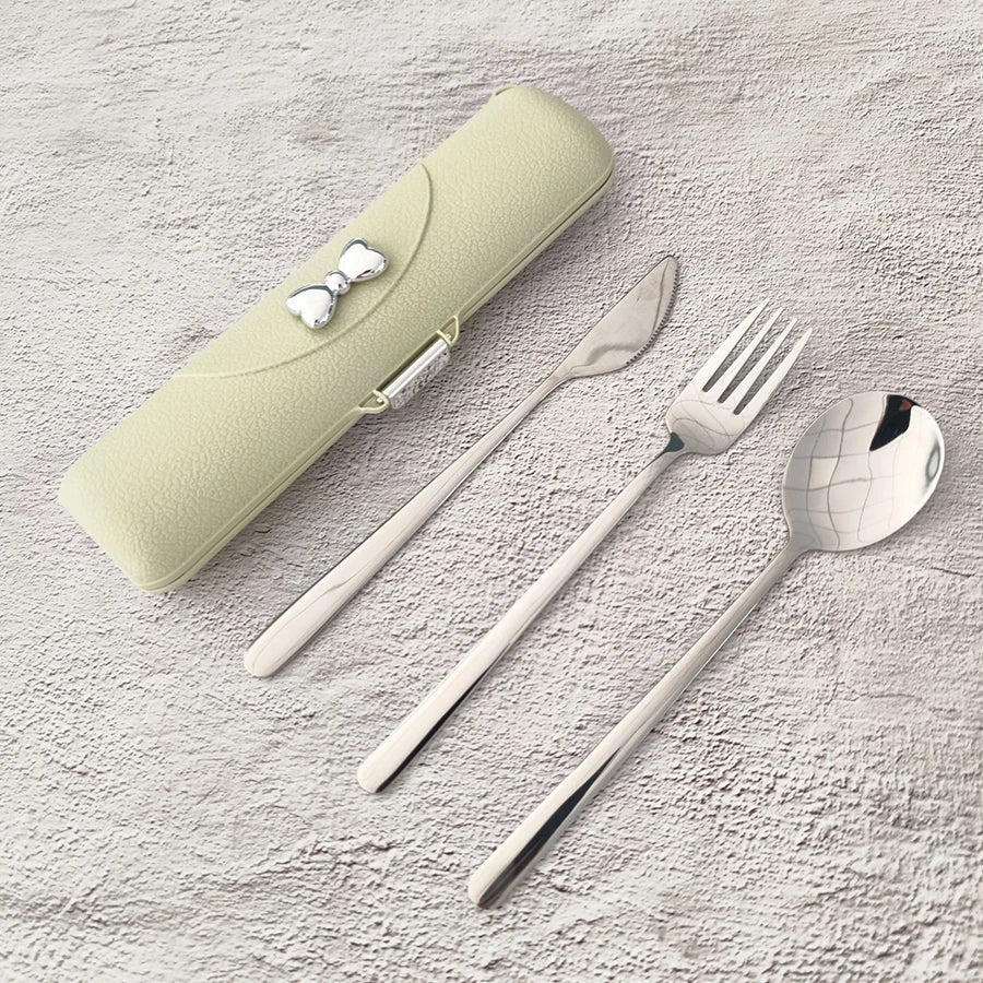 Stainless Steel Portable Tableware Set With Knife, Fork And Spoon Storage Case. Safe and Durable, Ideal For Travel and Picnics