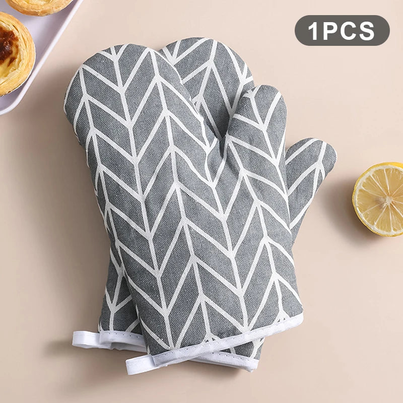 Oven Baking Gloves Oven Mitts Microwave Oven Gloves High-temperature Resistant Cotton Linen Gloves Kitchen Baking Tools Bakeware