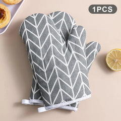 Oven Baking Gloves Oven Mitts Microwave Oven Gloves High-temperature Resistant Cotton Linen Gloves Kitchen Baking Tools Bakeware