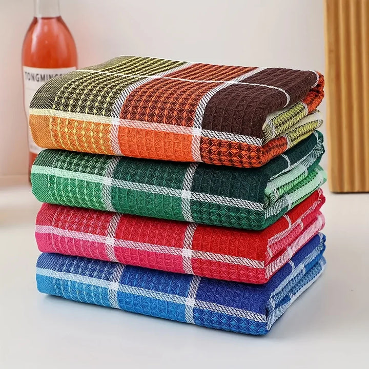 3-Pack, 38Cm*65Cm, Soft and Absorbent Kitchen Towels, with Colorful Checkered Pattern Dishcloths, Suitable for Drying Dishes and Household Use, Machine Washable, Stylish Dish Towels, Modern Design, High-Quality Weaving, Multi