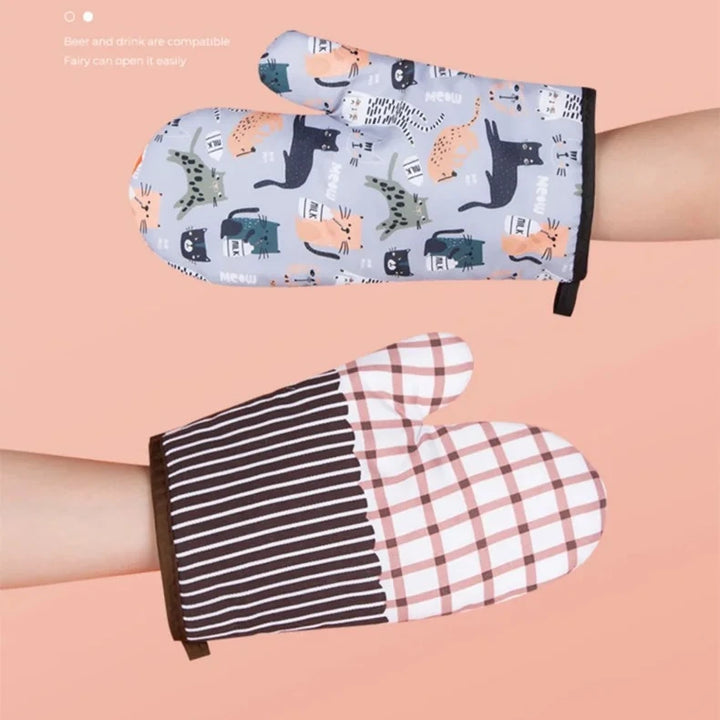 Heat Resistant Microwave Oven Mitts Gloves Anti Scald Insulation Non Slip Kitchen Baking Tools