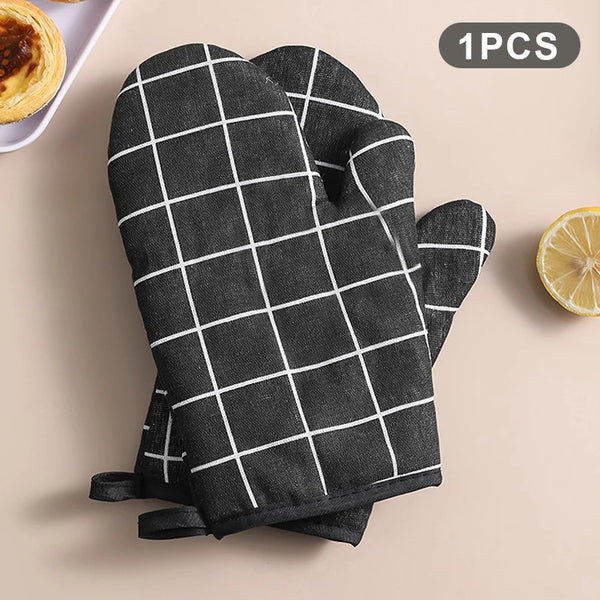 Oven Baking Gloves Oven Mitts Microwave Oven Gloves High-temperature Resistant Cotton Linen Gloves Kitchen Baking Tools Bakeware