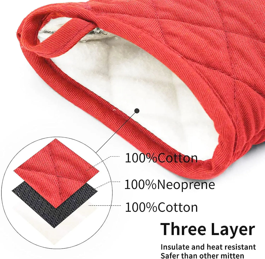 Kitchen Oven Mitts High Heat Resistant Short Oven Gloves Anti-scald Non-Slip Grip Surfaces Hanging BQ Baking Cooking Anti Scald